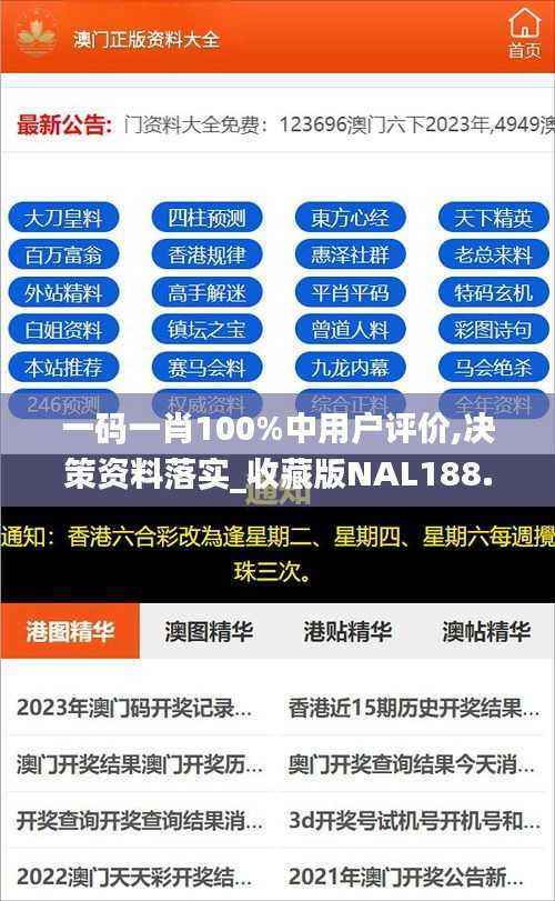 一码一肖100%中用户评价,决策资料落实_收藏版NAL188.2