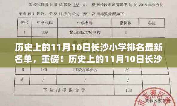 揭秘历史11月10日长沙小学最新排名榜单!重磅揭晓!